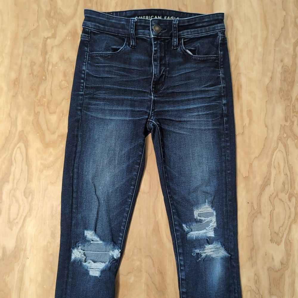 American Eagle Next Level Stretch Jegging Jeans Women's 2 Reg Blue Distressed